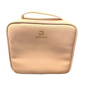 Relavel Pink Makeup Case with Mirror, Zipper, Handle, and Pockets EUC